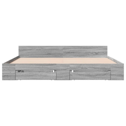 Bedframe met lades bewerkt hout grijs sonoma eiken 180x200 cm