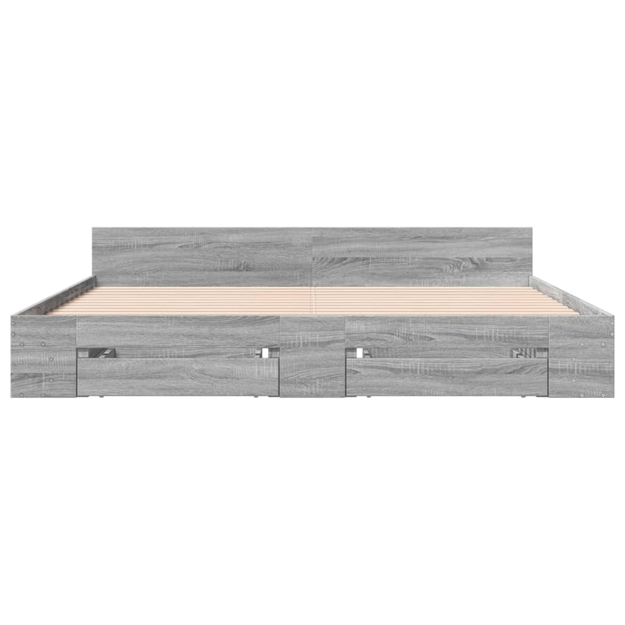 Bedframe met lades bewerkt hout grijs sonoma eiken 180x200 cm