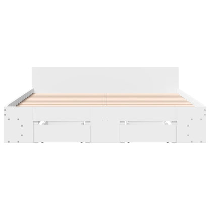 Bedframe met lades bewerkt hout wit 160x200 cm