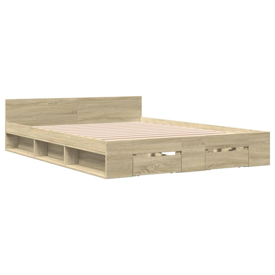 Bedframe met lades bewerkt hout sonoma eikenkleurig 160x200 cm