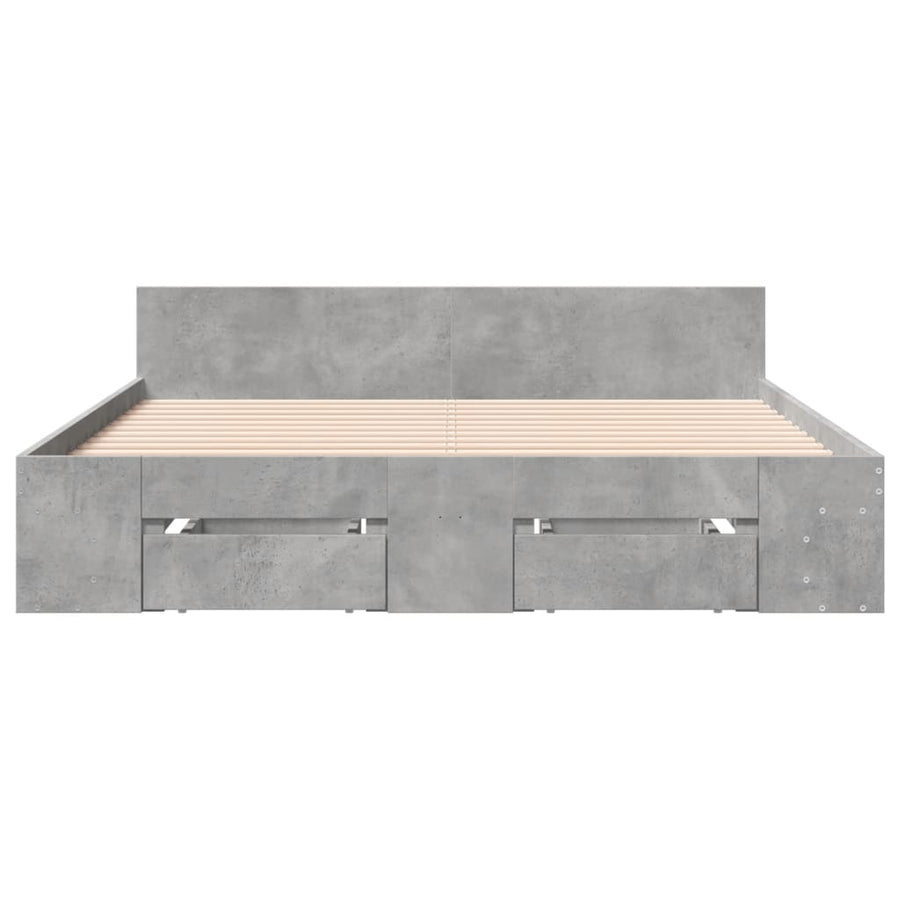 Bedframe met lades bewerkt hout betongrijs 160x200 cm