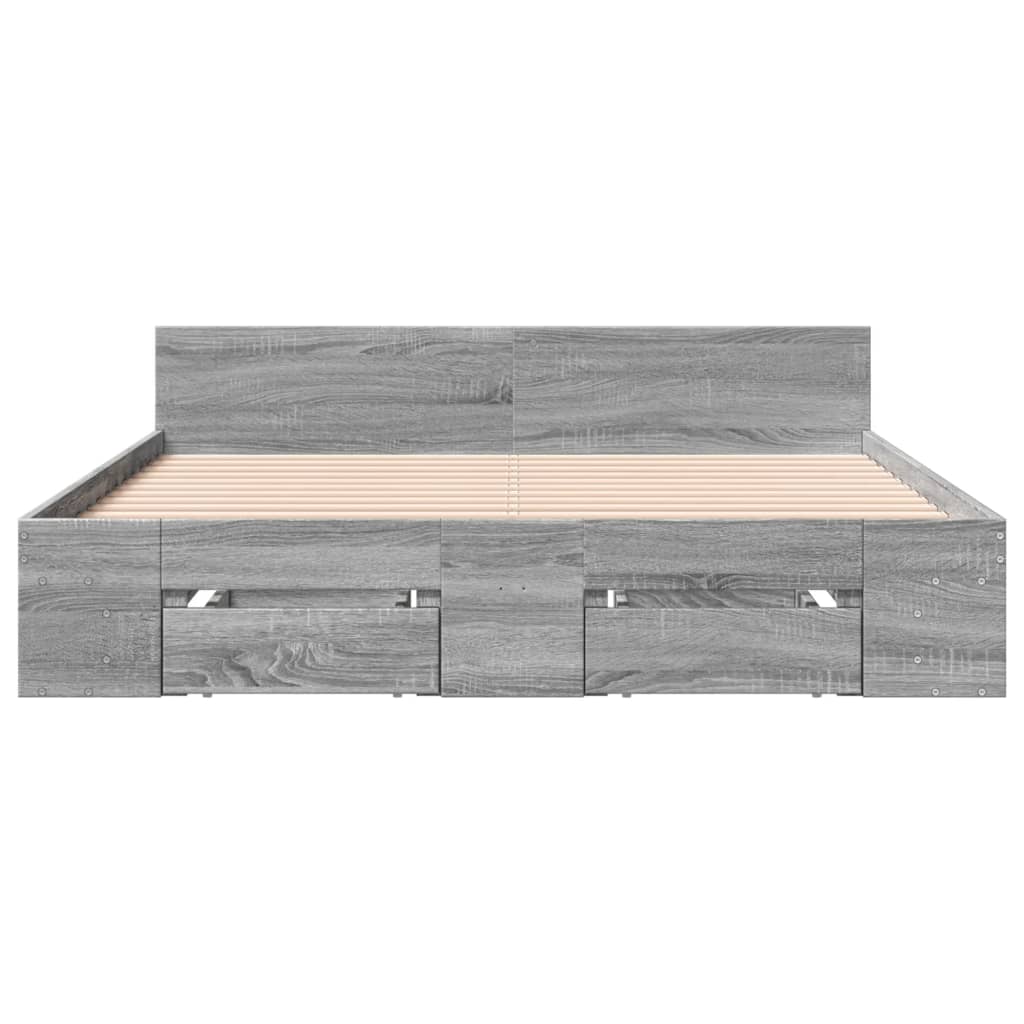 Bedframe met lades bewerkt hout grijs sonoma eiken 160x200 cm