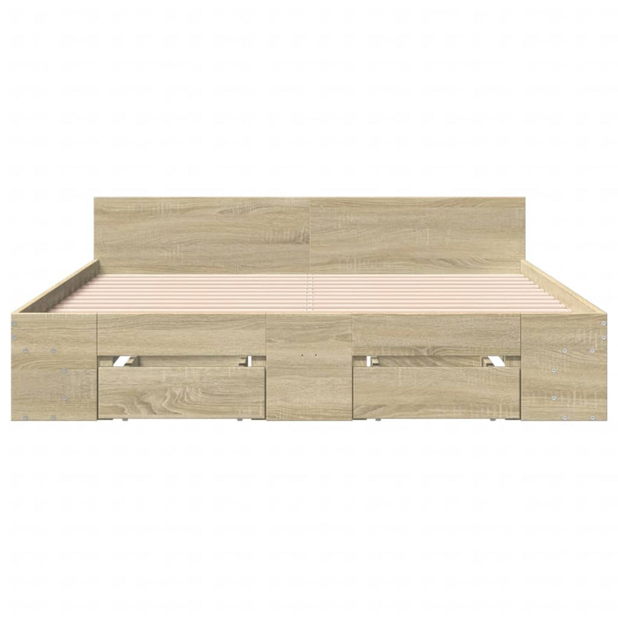 Bedframe met lades bewerkt hout sonoma eikenkleurig 150x200 cm