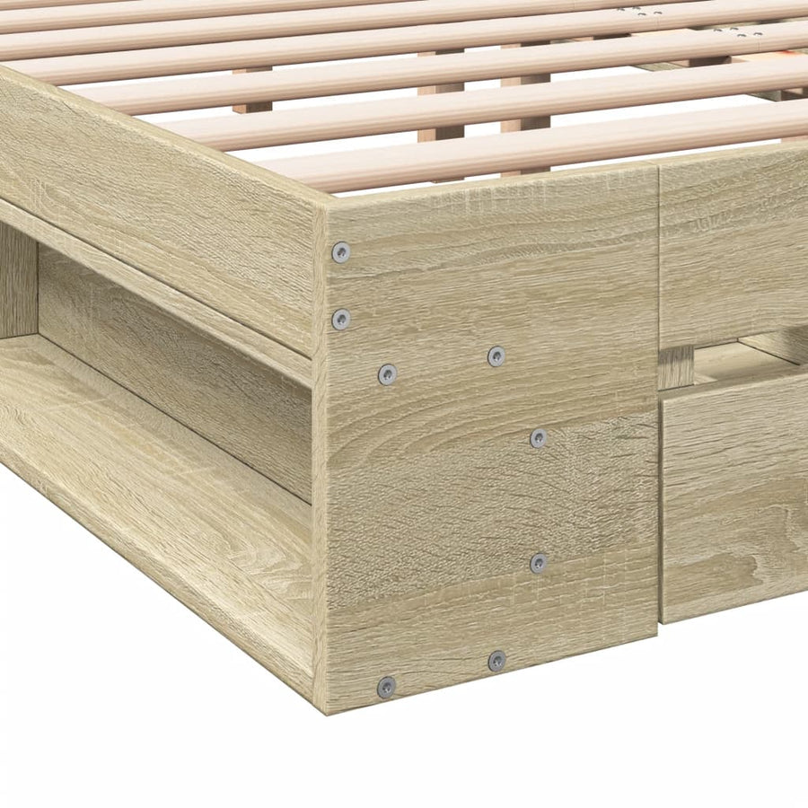 Bedframe met lades bewerkt hout sonoma eikenkleurig 150x200 cm