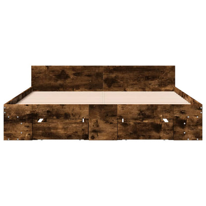 Bedframe met lades bewerkt hout gerookt eikenkleurig 150x200 cm
