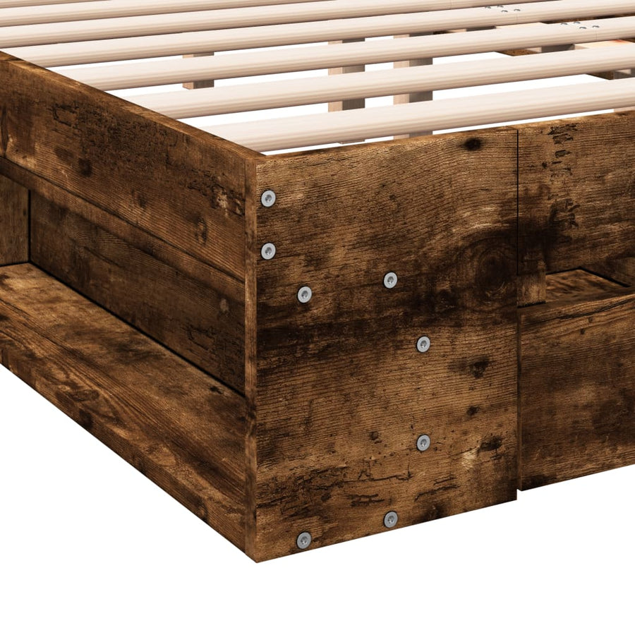 Bedframe met lades bewerkt hout gerookt eikenkleurig 150x200 cm