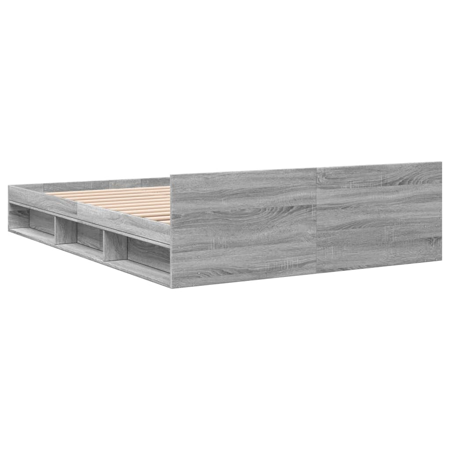 Bedframe met lades bewerkt hout grijs sonoma eiken 150x200 cm