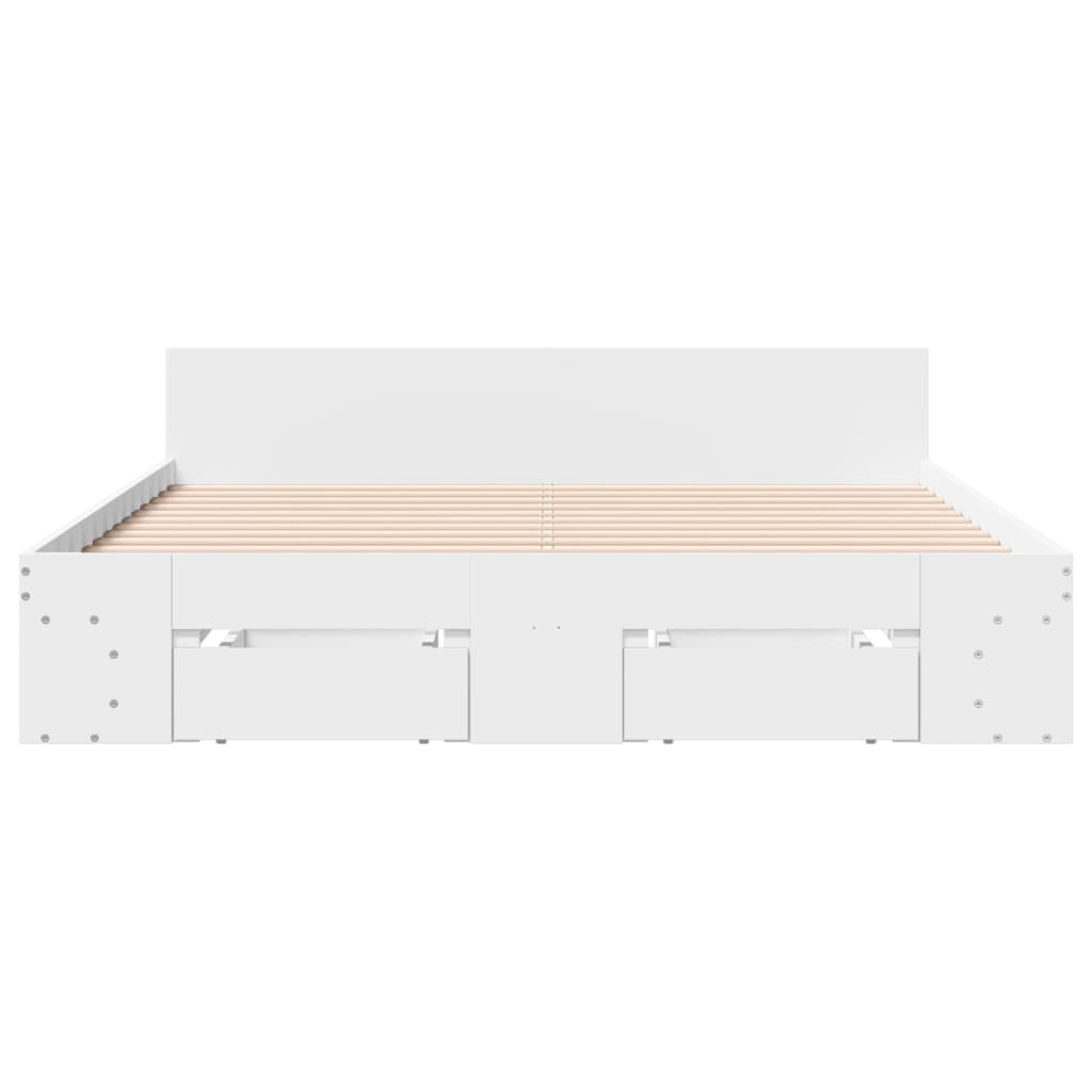 Bedframe met lades bewerkt hout wit 140x200 cm