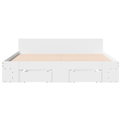 Bedframe met lades bewerkt hout wit 140x200 cm