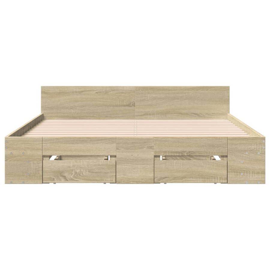 Bedframe met lades bewerkt hout sonoma eikenkleurig 140x200 cm