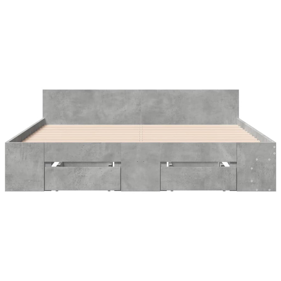 Bedframe met lades bewerkt hout betongrijs 140x200 cm
