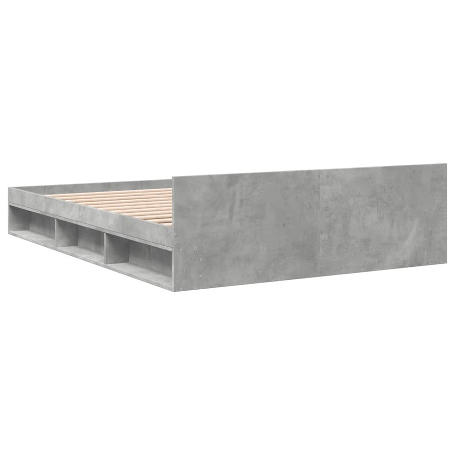 Bedframe met lades bewerkt hout betongrijs 140x200 cm