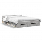 Bed frame with drawers engineered wood concrete grey 140x200 cm