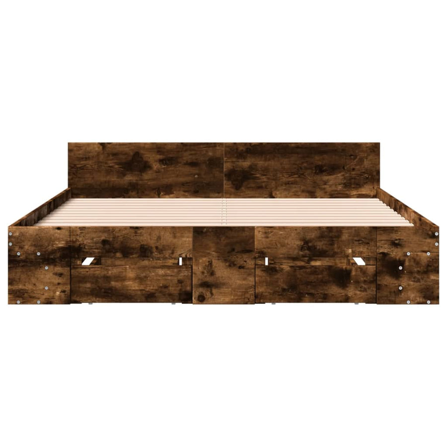 Bedframe met lades bewerkt hout gerookt eikenkleurig 140x200 cm