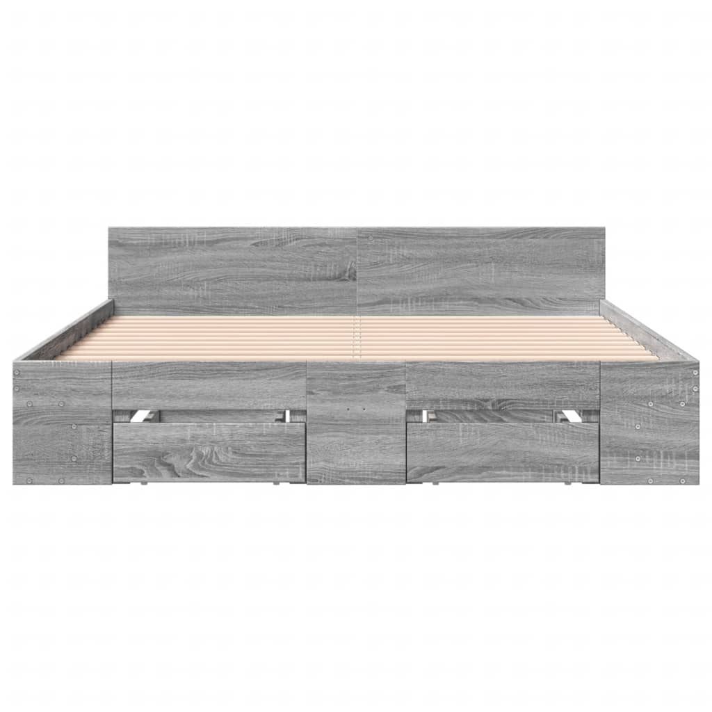 Bedframe met lades bewerkt hout grijs sonoma eiken 140x200 cm