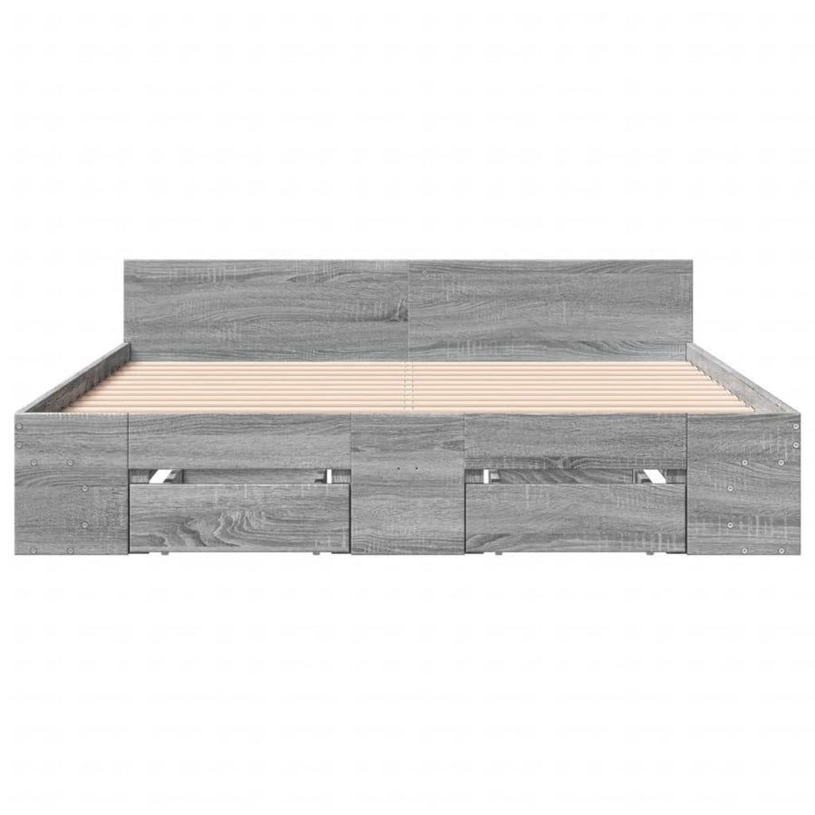 Bedframe met lades bewerkt hout grijs sonoma eiken 140x200 cm