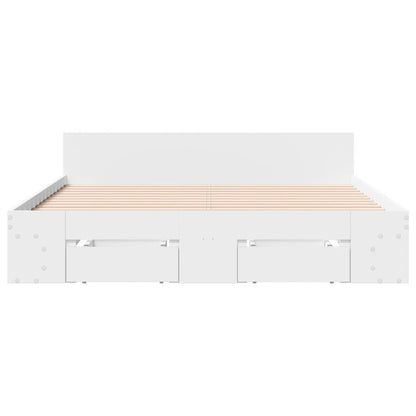 Bedframe met lades bewerkt hout wit 120x200 cm
