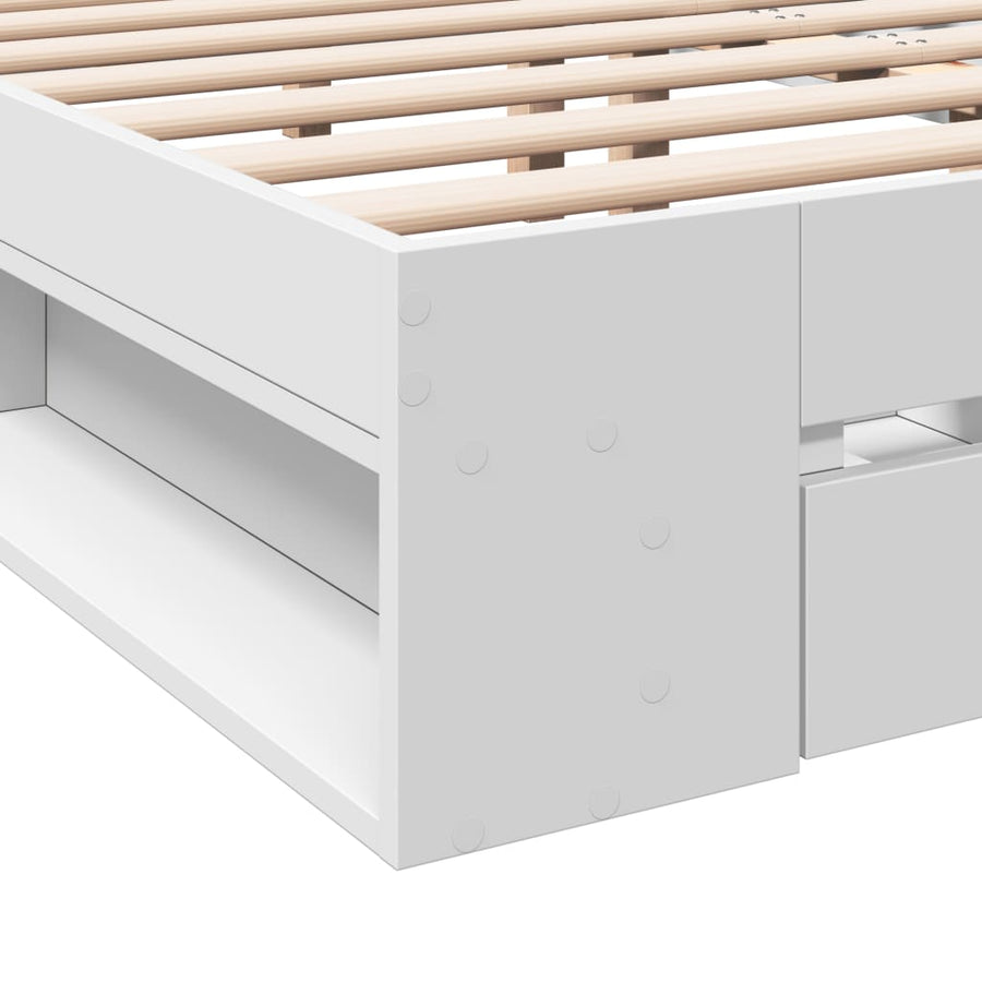 Bedframe met lades bewerkt hout wit 120x200 cm