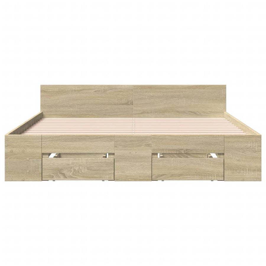 Bedframe met lades bewerkt hout sonoma eikenkleurig 120x200 cm