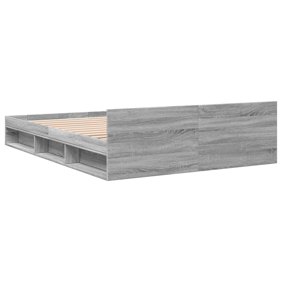 Bedframe met lades bewerkt hout grijs sonoma eiken 120x200 cm