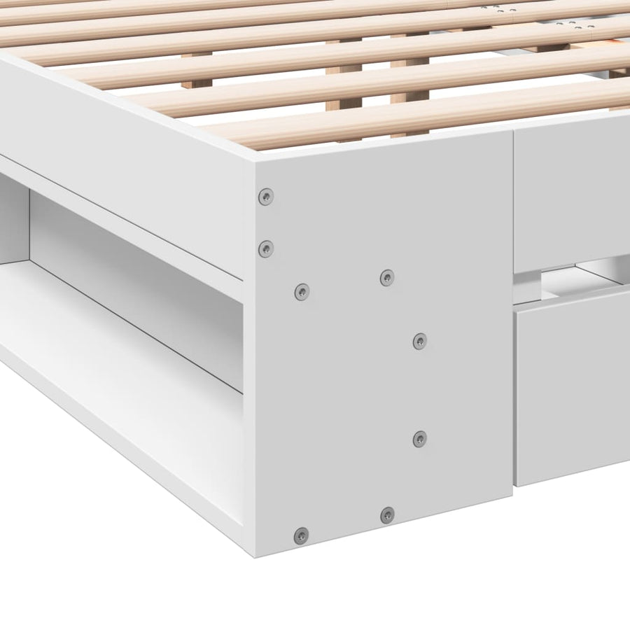 Bedframe met lades bewerkt hout wit 140x190 cm