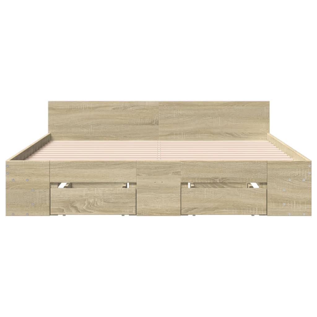 Bedframe met lades bewerkt hout sonoma eikenkleurig 140x190 cm