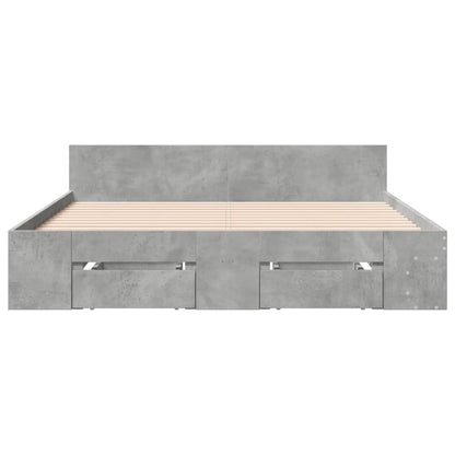 Bedframe met lades bewerkt hout betongrijs 140x190 cm