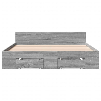 Bedframe met lades bewerkt hout grijs sonoma eiken 140x190 cm