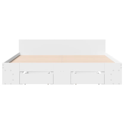 Bedframe met lades bewerkt hout wit 135x190 cm