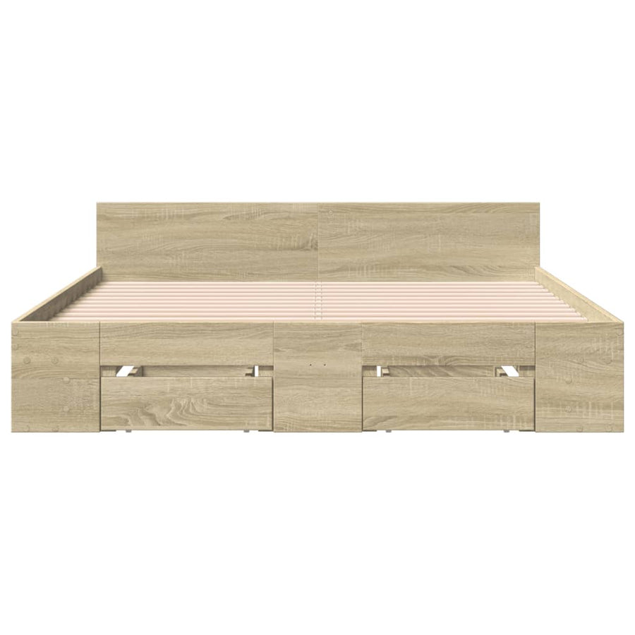 Bedframe met lades bewerkt hout sonoma eikenkleurig 135x190 cm