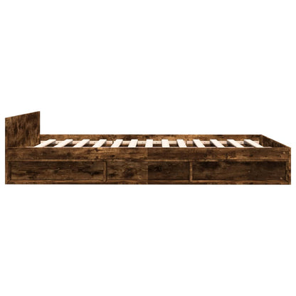 Bedframe met lades bewerkt hout gerookt eikenkleurig 135x190 cm