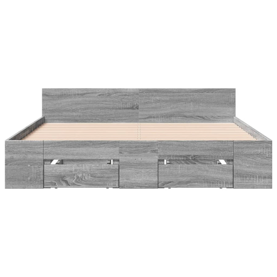 Bedframe met lades bewerkt hout grijs sonoma eiken 135x190 cm