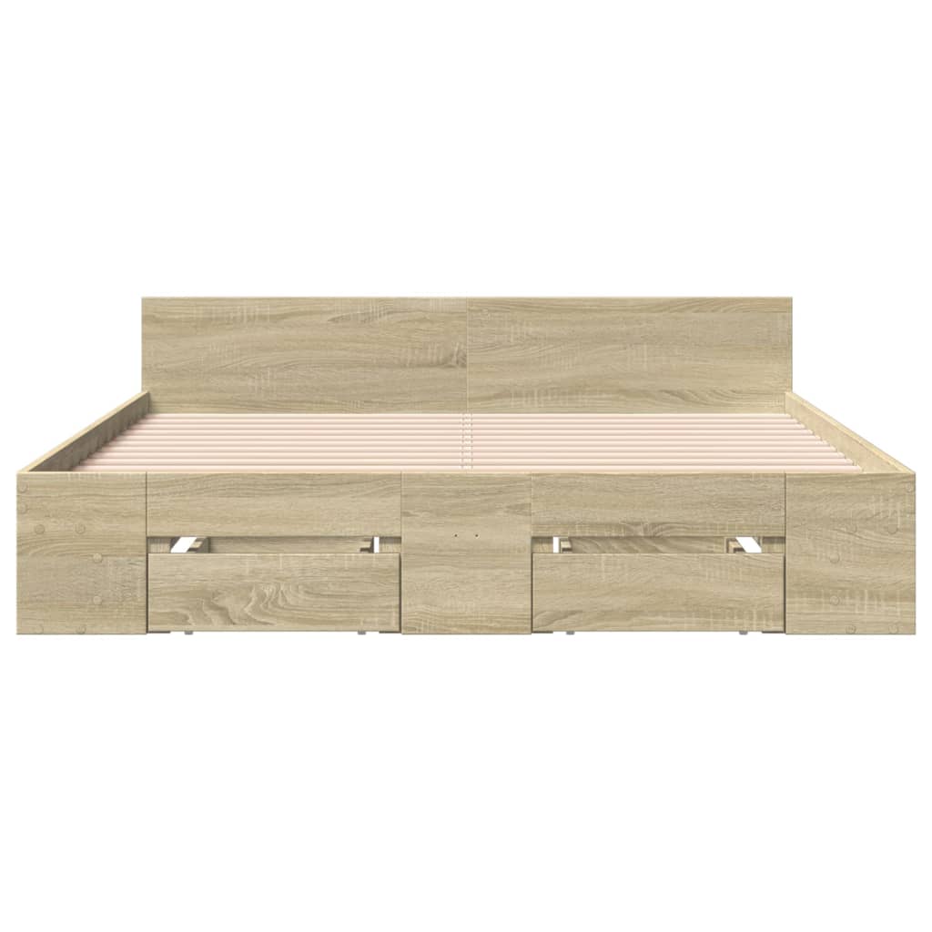 Bedframe met lades bewerkt hout sonoma eikenkleurig 120x190 cm