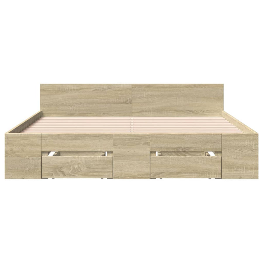 Bedframe met lades bewerkt hout sonoma eikenkleurig 120x190 cm