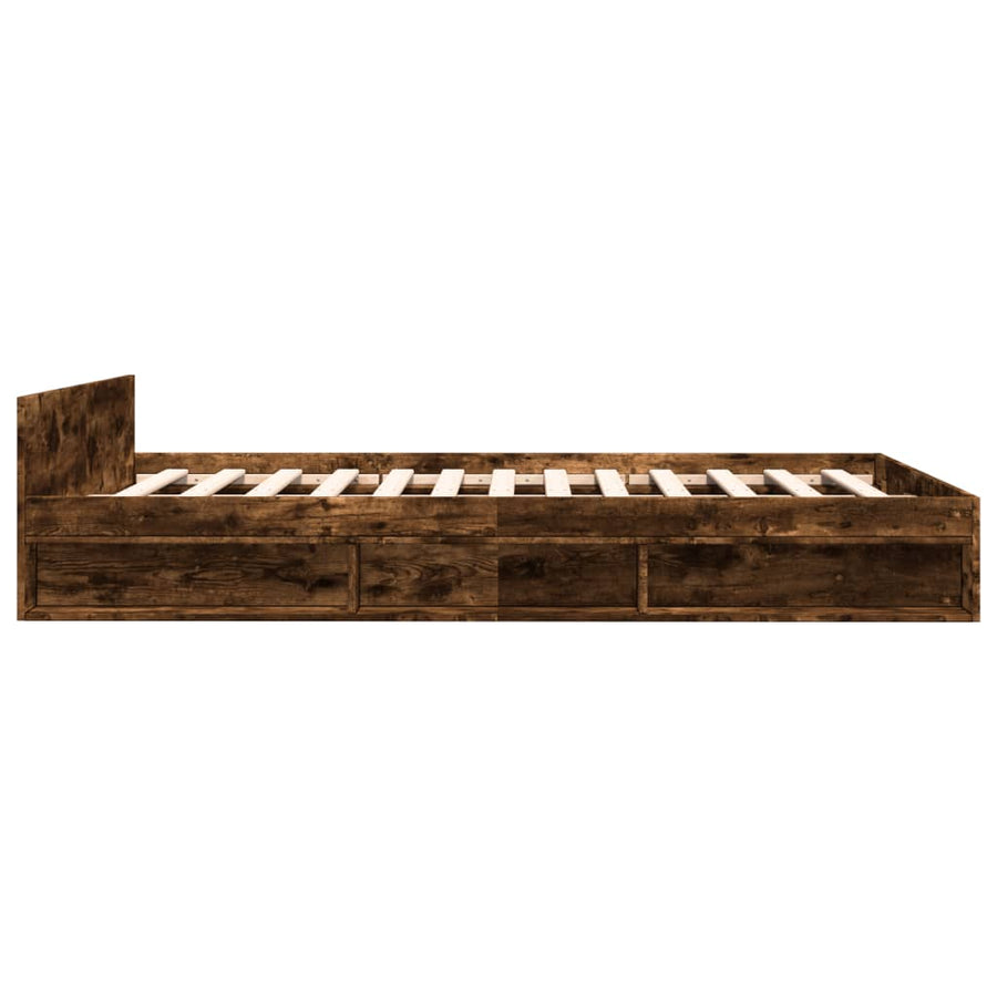 Bedframe met lades bewerkt hout gerookt eikenkleurig 120x190 cm