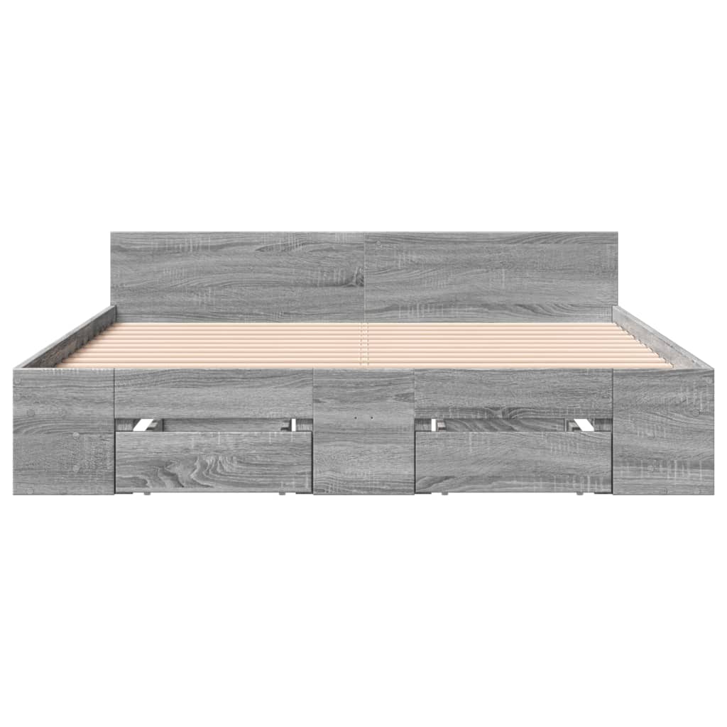 Bedframe met lades bewerkt hout grijs sonoma eiken 120x190 cm