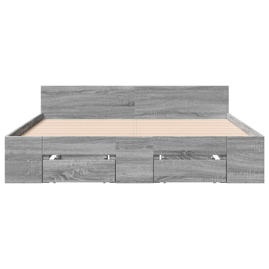 Bedframe met lades bewerkt hout grijs sonoma eiken 120x190 cm