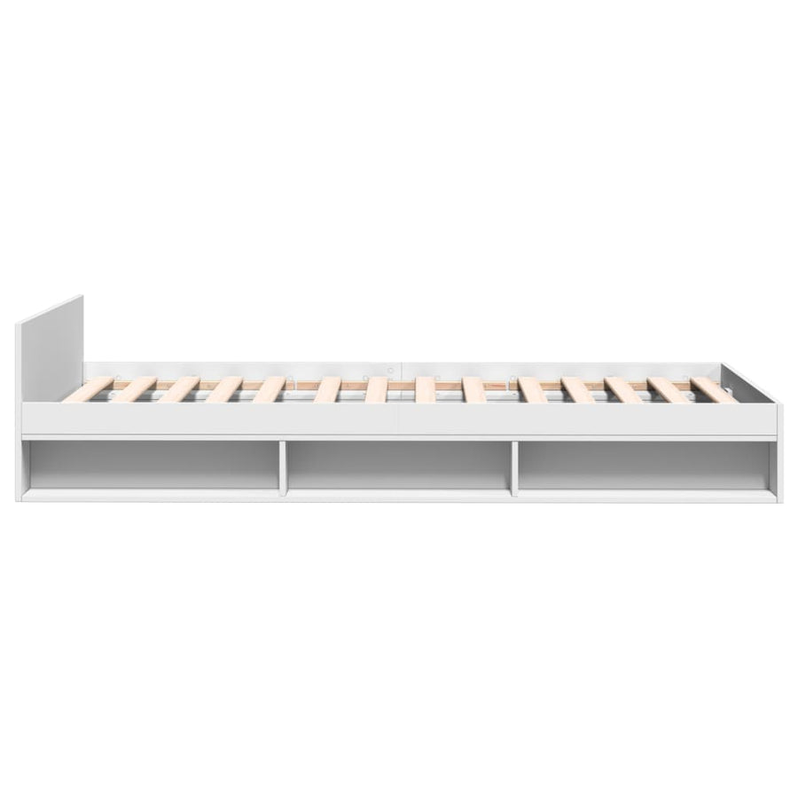 Bedframe met lade bewerkt hout wit 90x190 cm