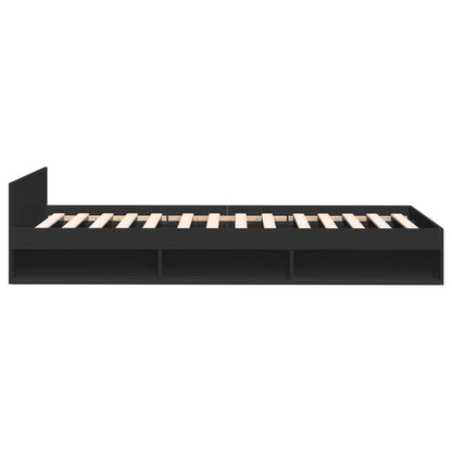 Bedframe met lade bewerkt hout zwart 90x190 cm