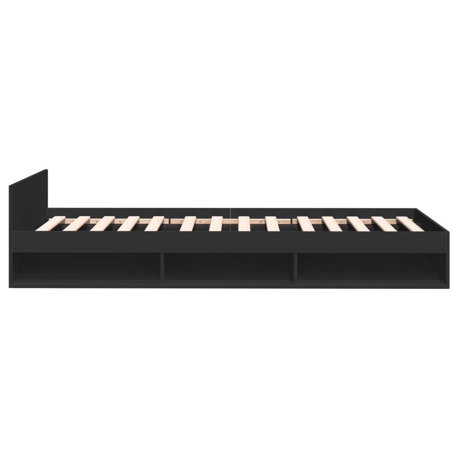Bedframe met lade bewerkt hout zwart 90x190 cm