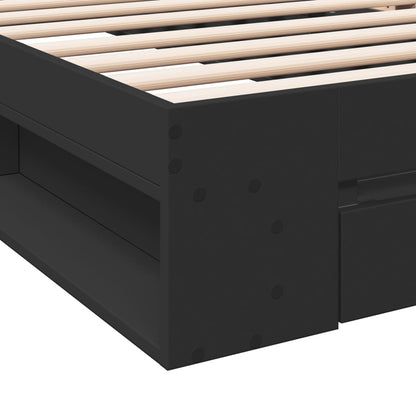 Bedframe met lade bewerkt hout zwart 90x190 cm