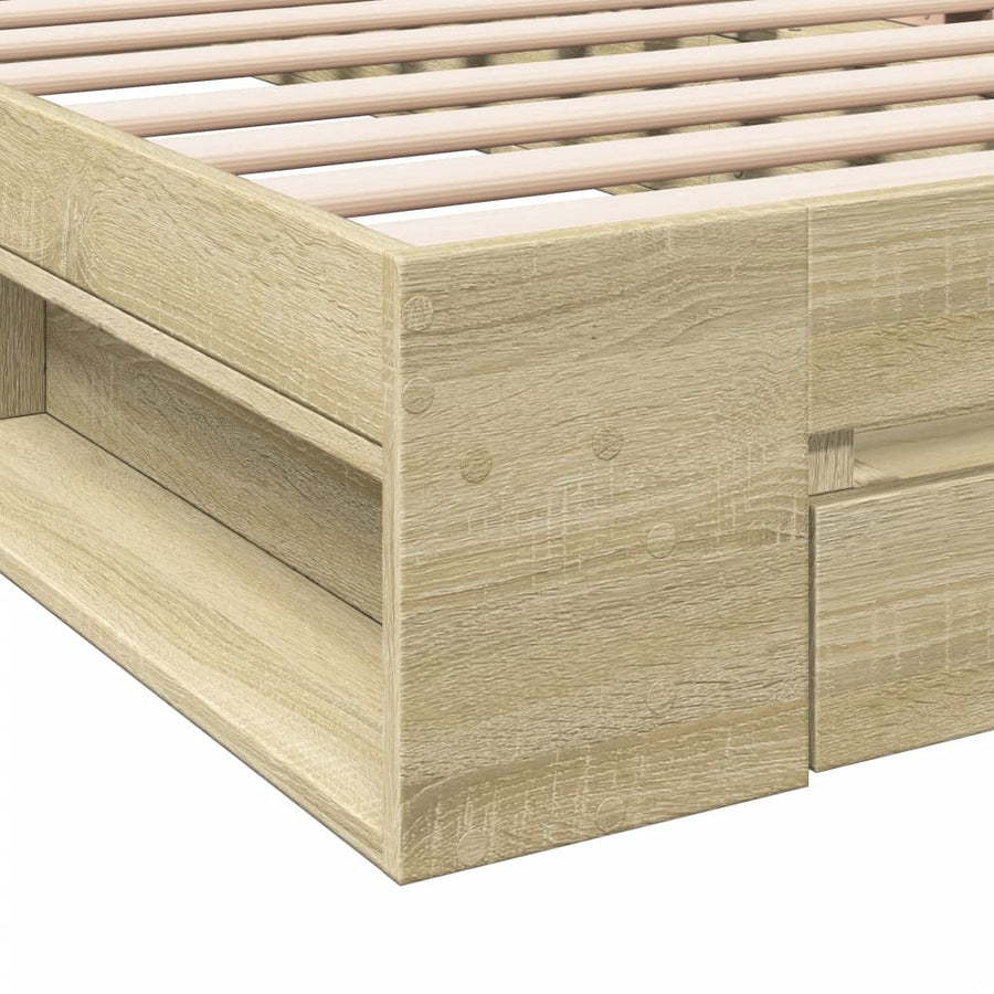 Bedframe met lade bewerkt hout sonoma eikenkleurig 90x190 cm