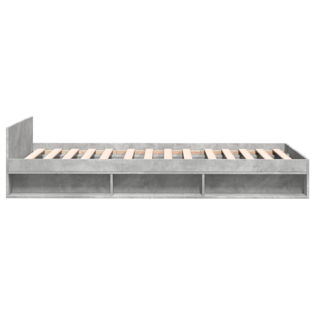 Bedframe met lade bewerkt hout betongrijs 90x190 cm