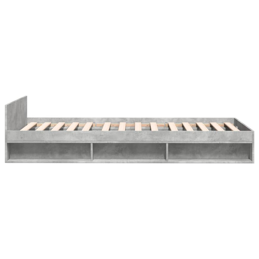 Bedframe met lade bewerkt hout betongrijs 90x190 cm