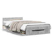 Bedframe 90x190 cm bewerkt hout betongrijs met lade
