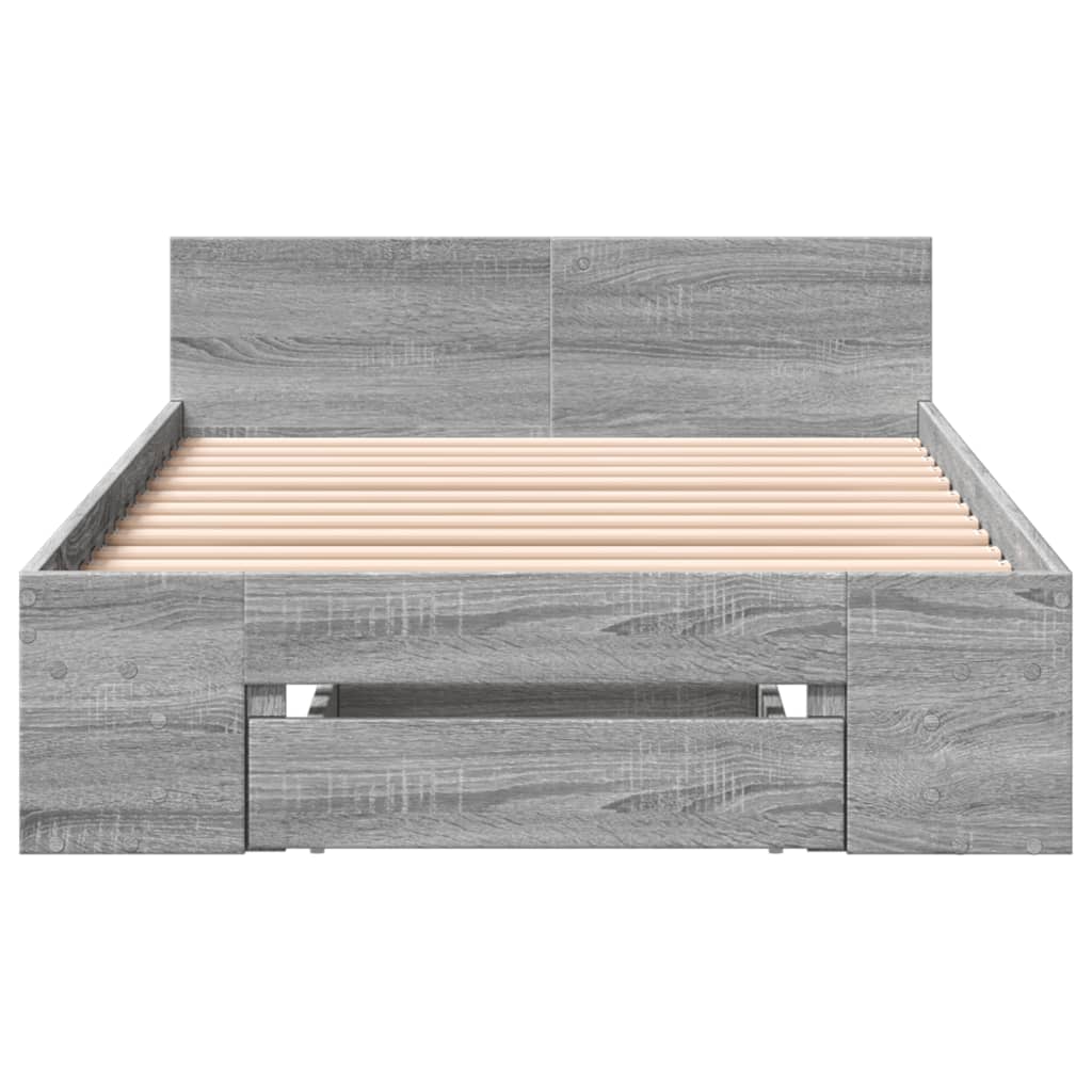 Bedframe met lade bewerkt hout grijs sonoma eiken 90x190 cm