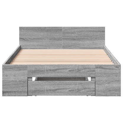 Bedframe met lade bewerkt hout grijs sonoma eiken 90x190 cm