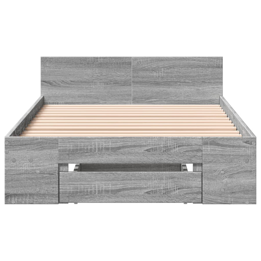Bedframe met lade bewerkt hout grijs sonoma eiken 90x190 cm