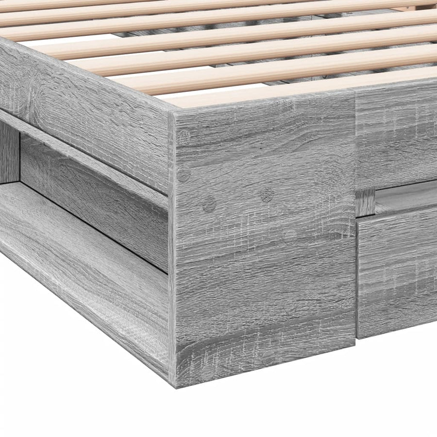 Bedframe met lade bewerkt hout grijs sonoma eiken 90x190 cm