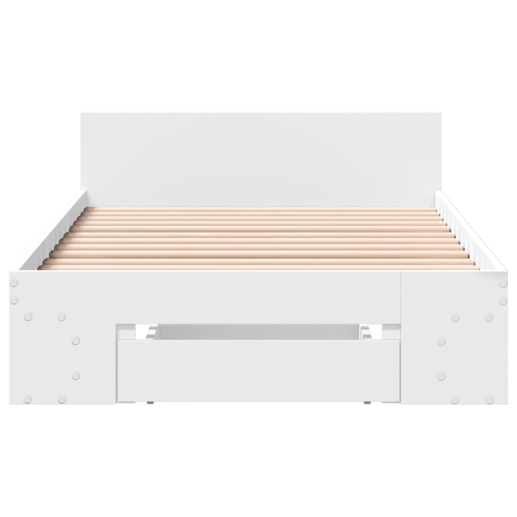 Bedframe met lade bewerkt hout wit 100x200 cm